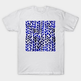 Simple Watercolor Leaves -  Navy Blue T-Shirt